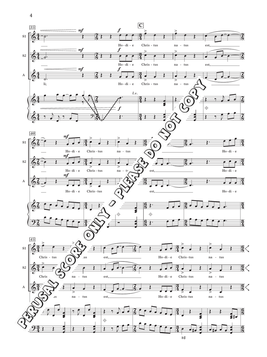 Hodie Christus Natus Est - Harp Version SSAA scores gallery preview page 4