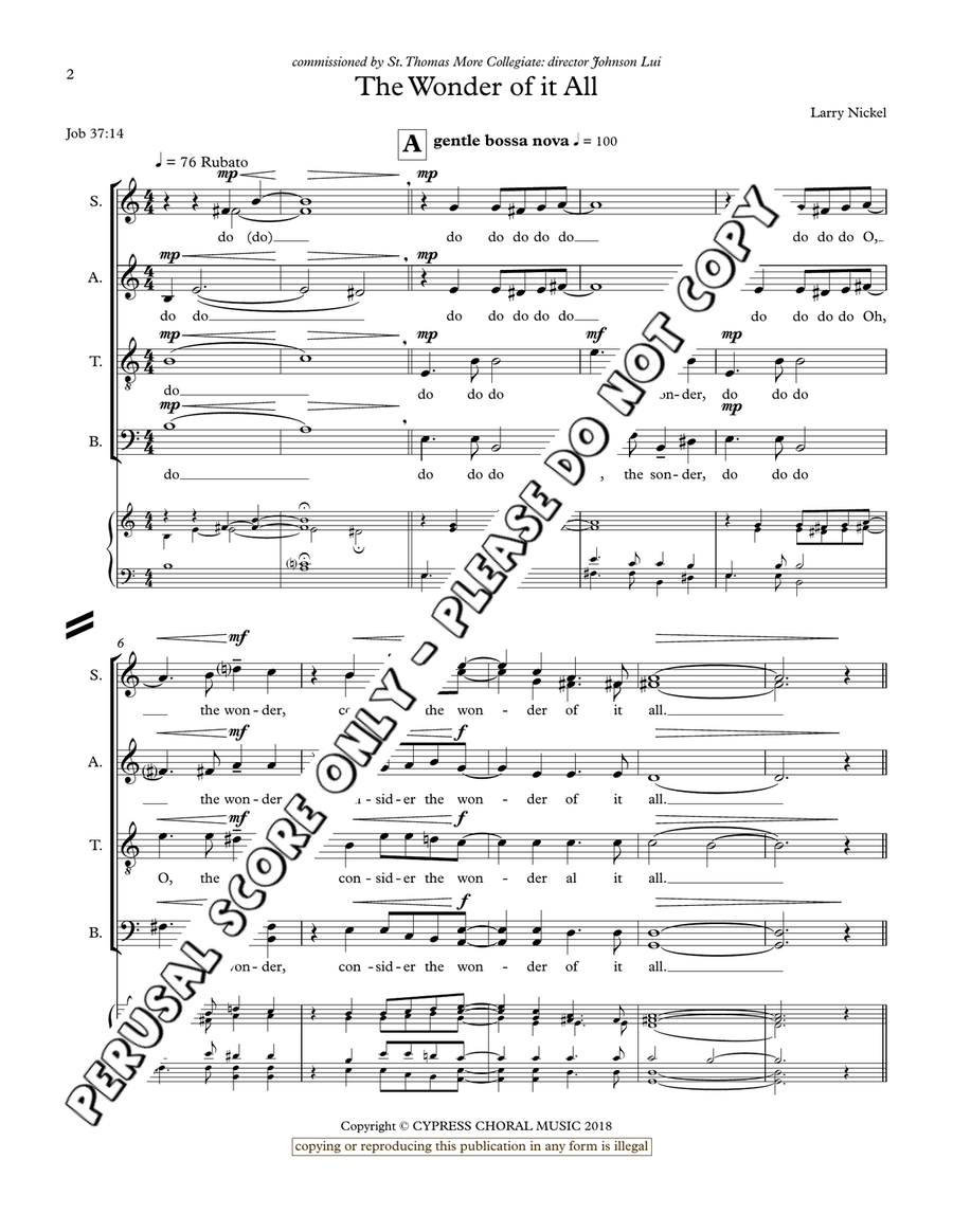 The Wonder Of It All The Wonder Of It All 4-Part scores gallery preview page 2