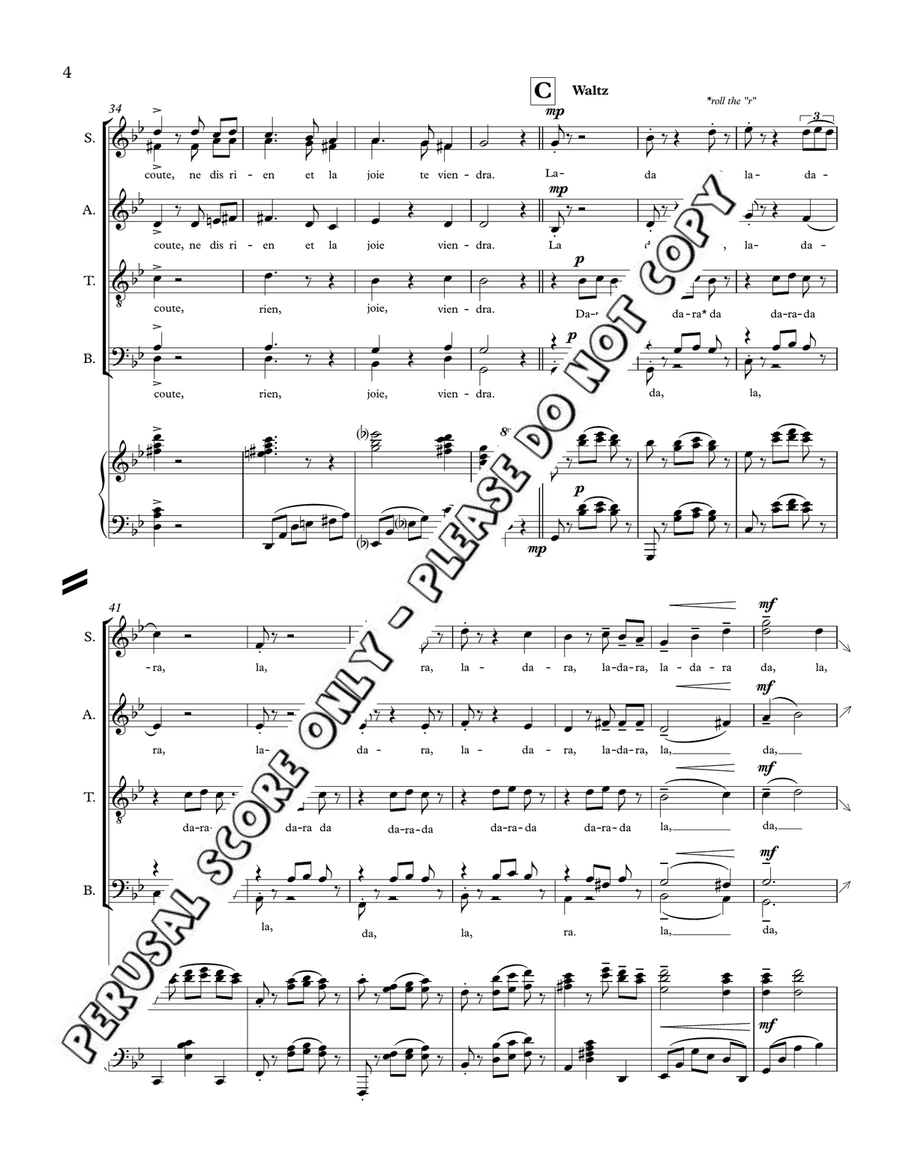 La Chanson De Ton Coeur - In G Minor 4-Part scores gallery preview page 5