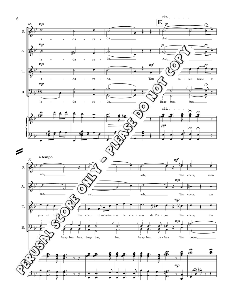 La Chanson De Ton Coeur - In G Minor 4-Part scores gallery preview page 7