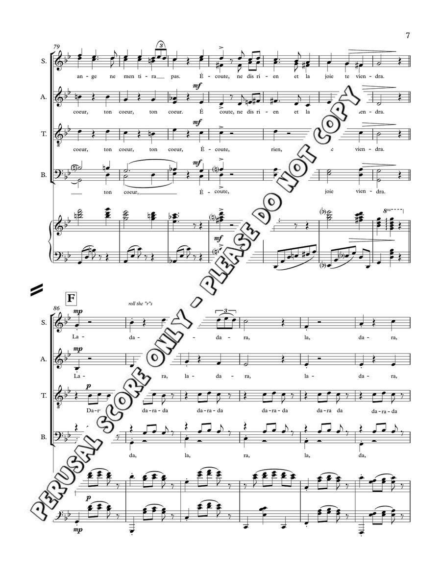 La Chanson De Ton Coeur - In G Minor 4-Part scores gallery preview page 8