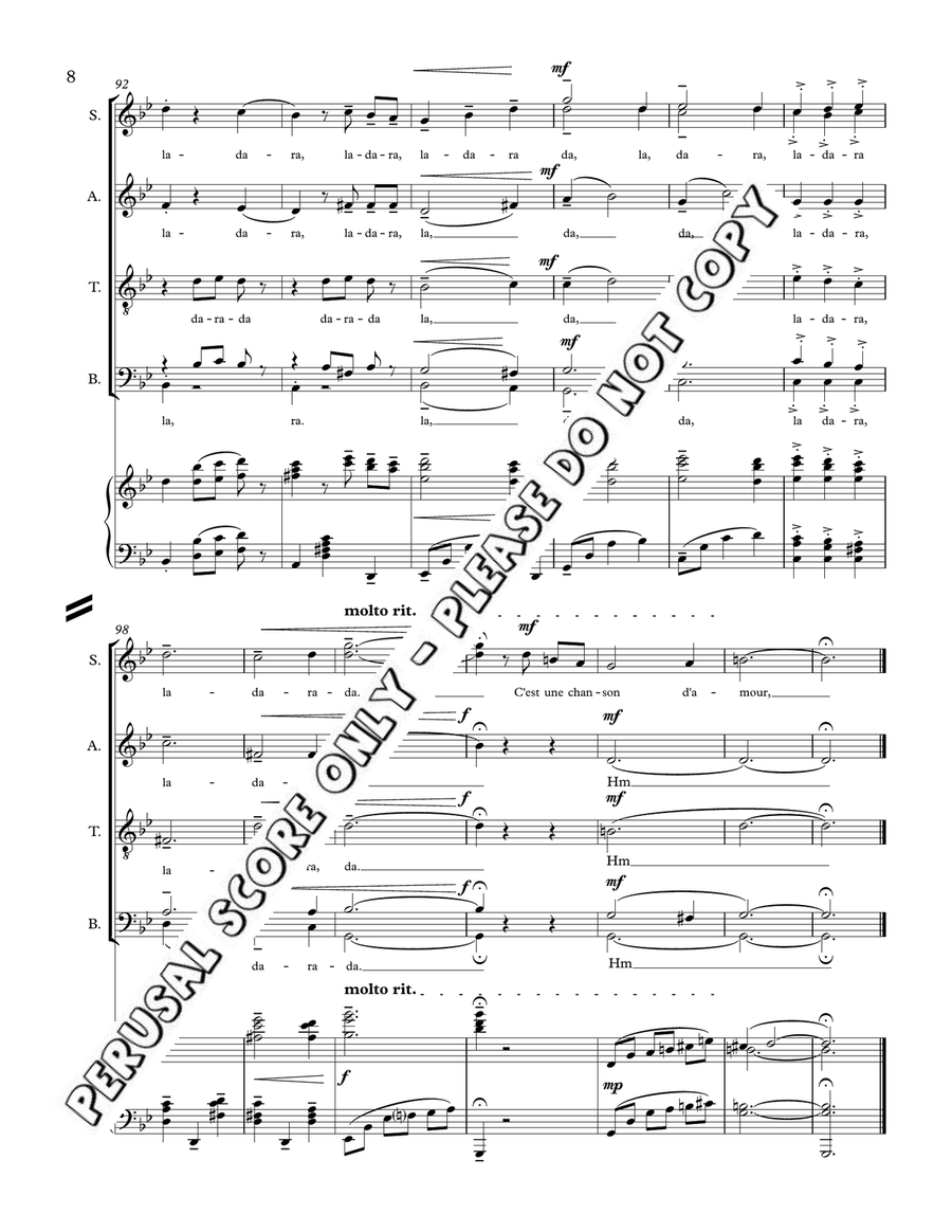 La Chanson De Ton Coeur - In G Minor 4-Part scores gallery preview page 9