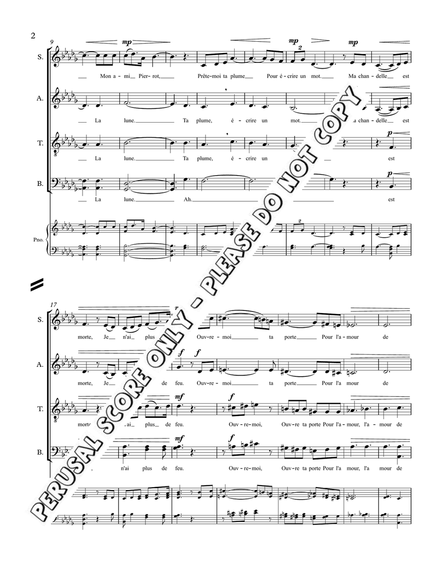 Au Clair De La Lune Au Clair De La Lune 4-Part scores gallery preview page 3