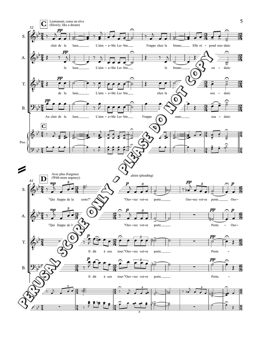 Au Clair De La Lune Au Clair De La Lune 4-Part scores gallery preview page 6