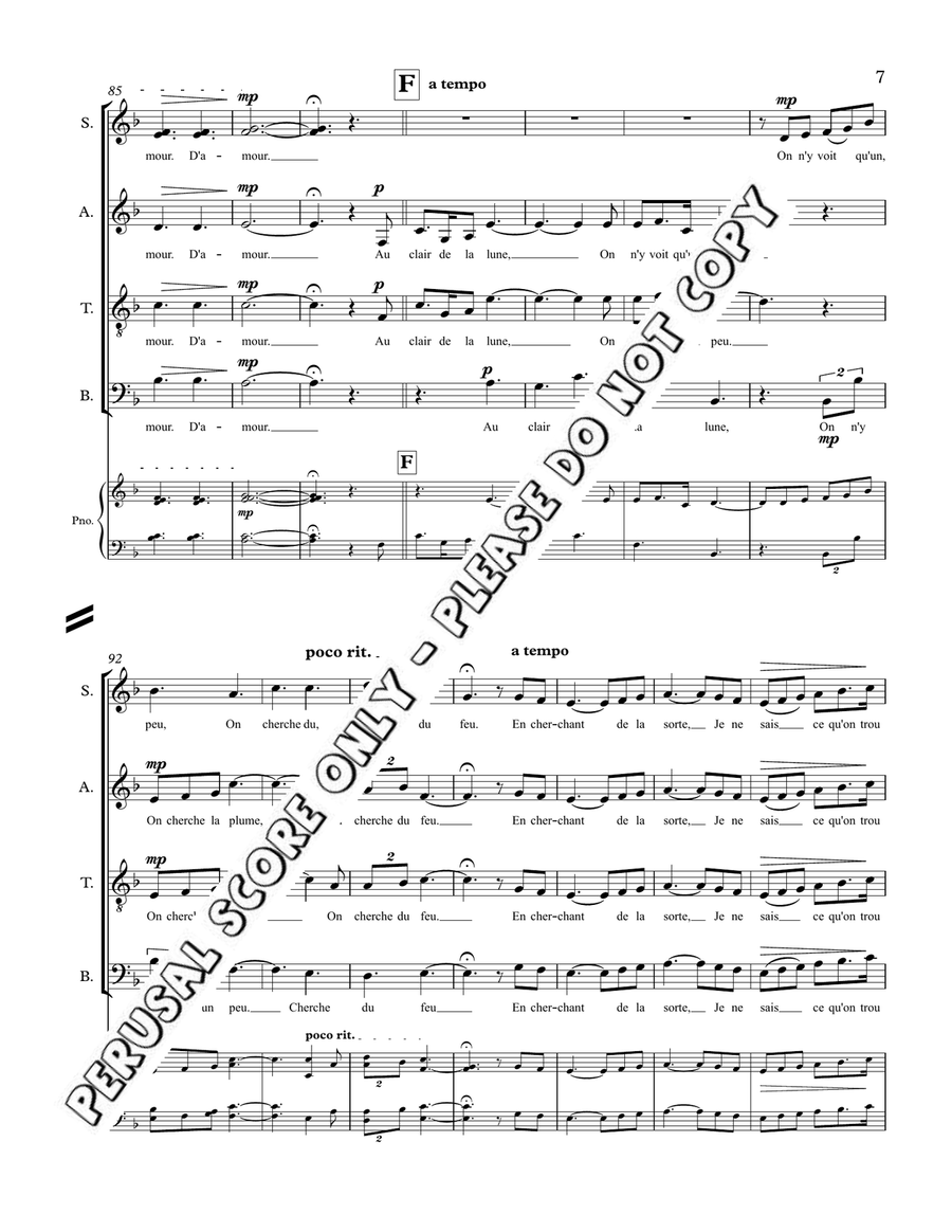 Au Clair De La Lune Au Clair De La Lune 4-Part scores gallery preview page 8