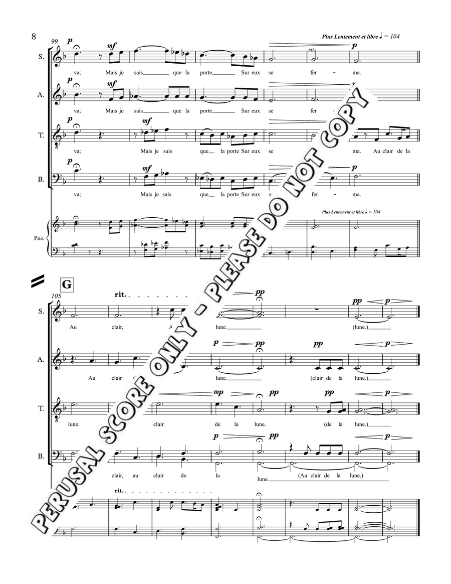 Au Clair De La Lune Au Clair De La Lune 4-Part scores gallery preview page 9
