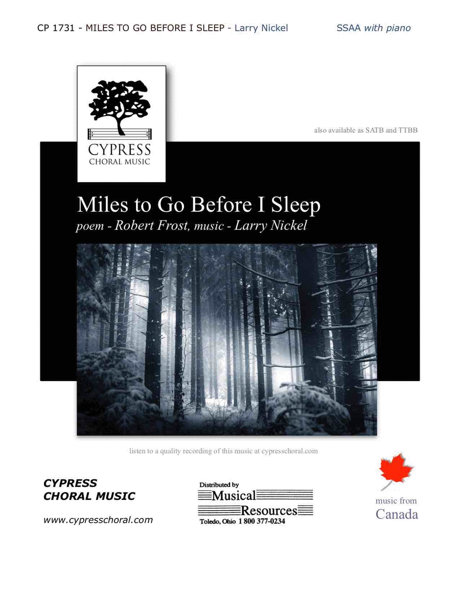 Miles To Go Before I Sleep SSA scores gallery preview page 1