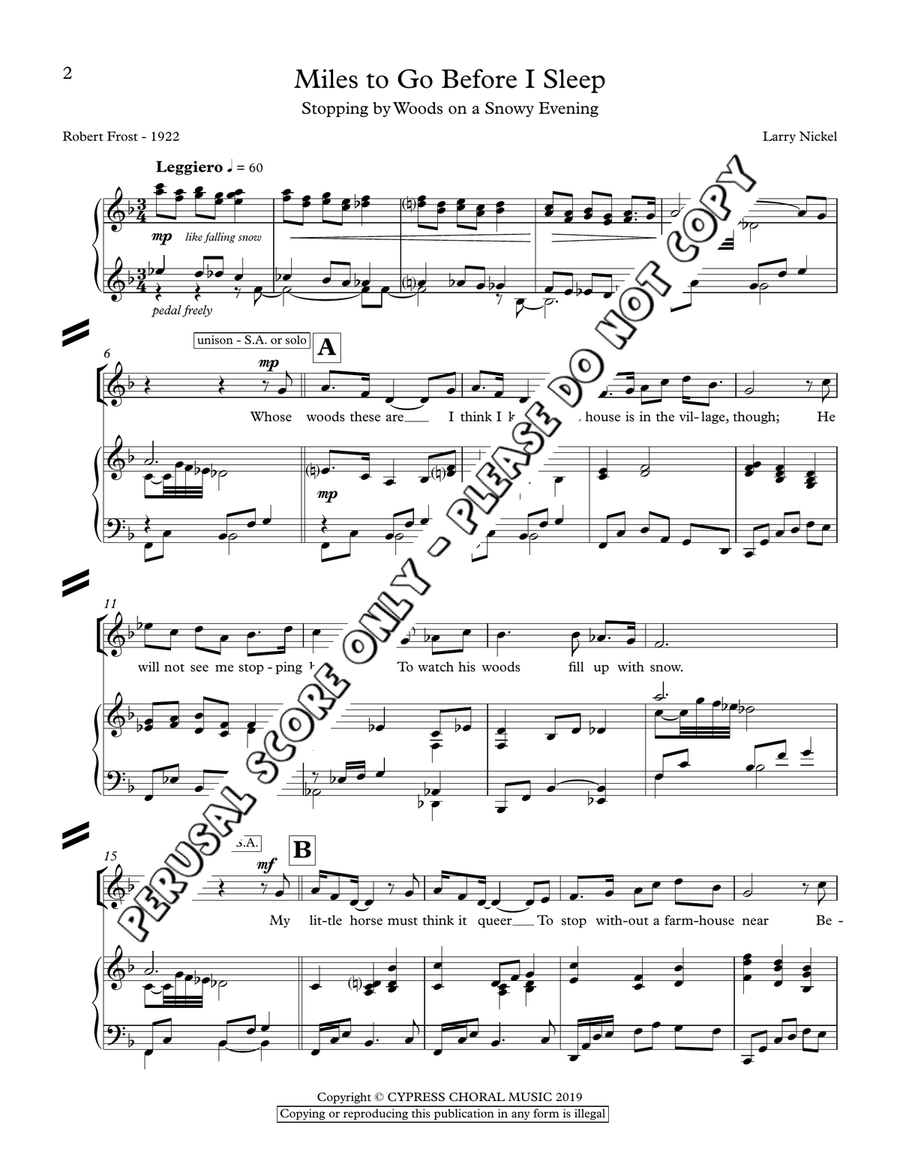 Miles To Go Before I Sleep SSA scores gallery preview page 2