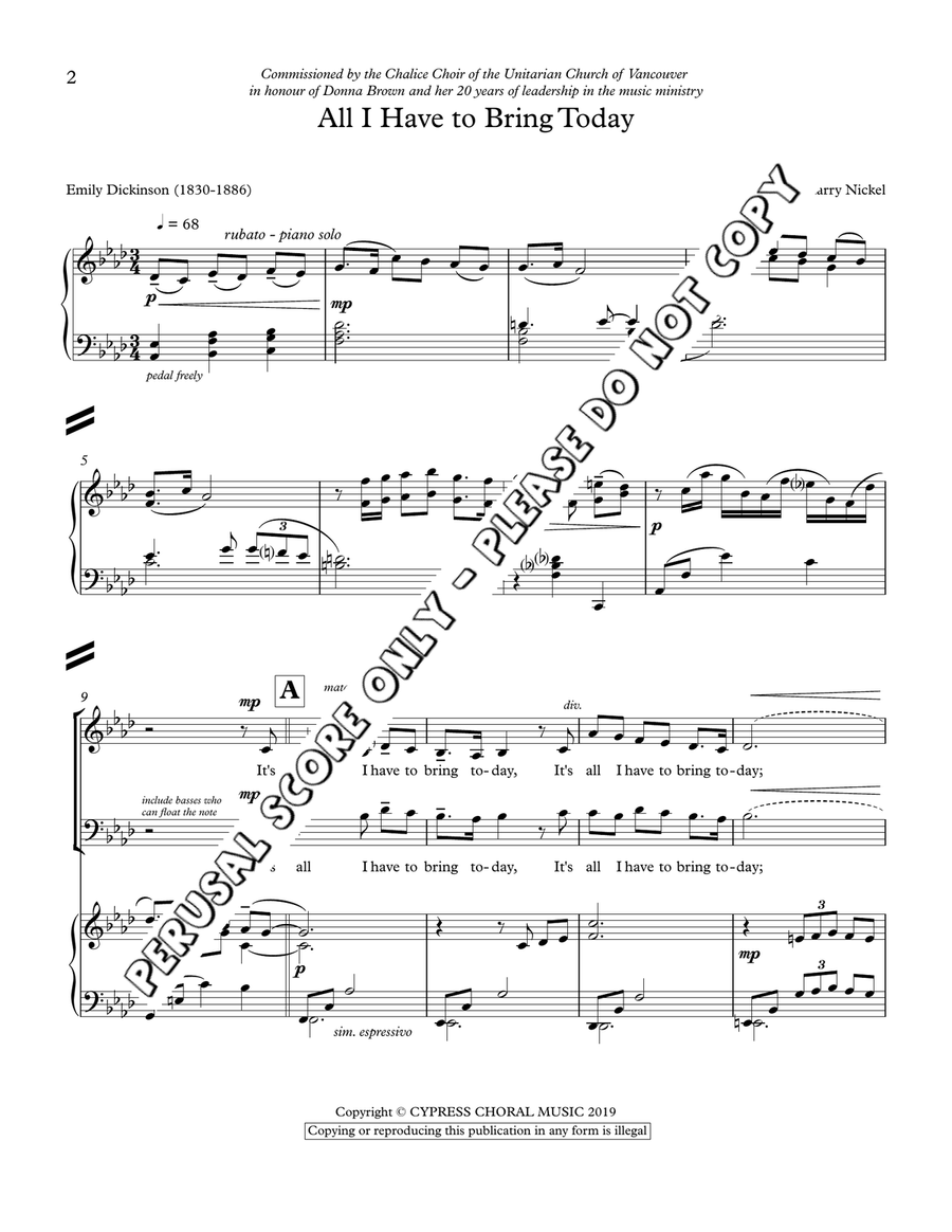 All I Have To Bring Today 4-Part scores gallery preview page 2