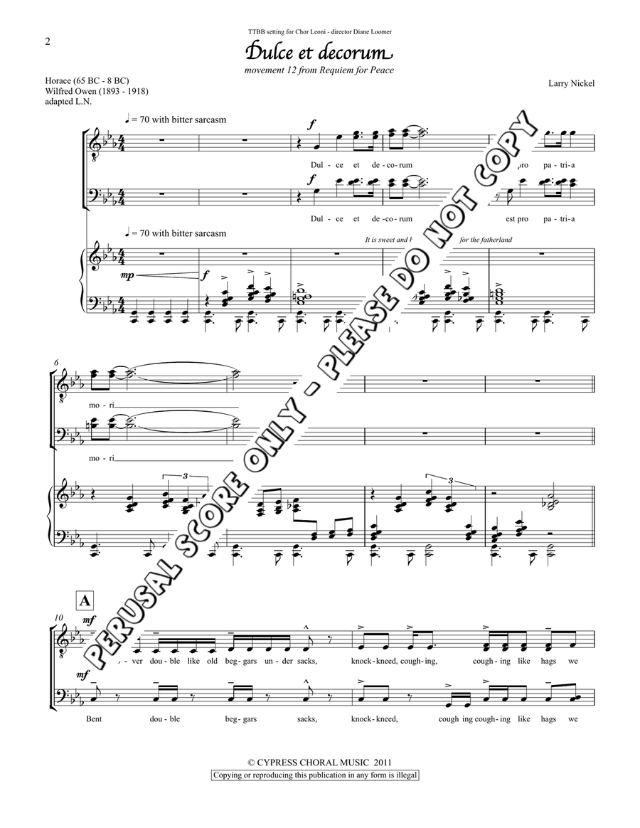 Dulce Et Decorum Dulce Et Decorum TTBB scores gallery preview page 2