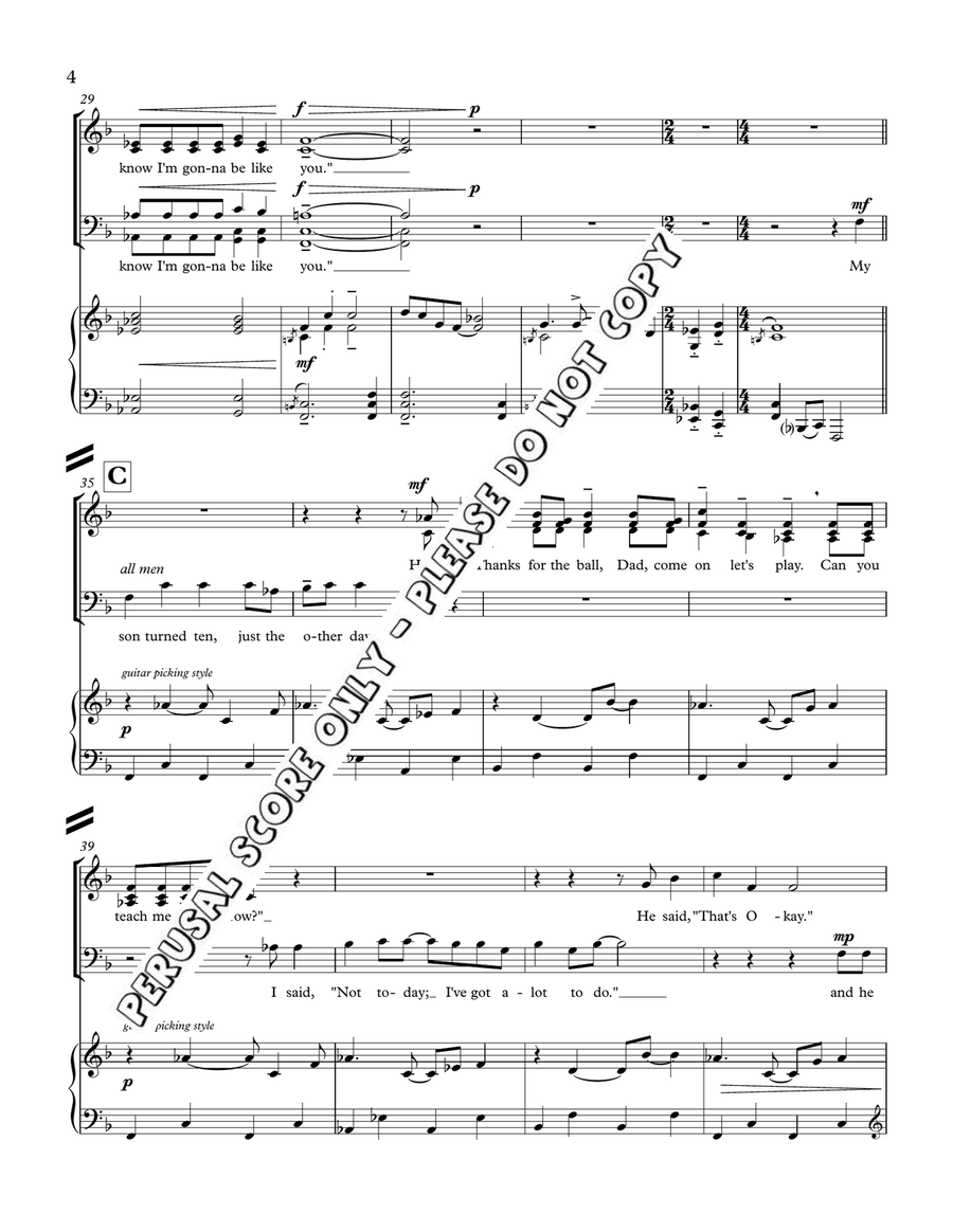 Cat's In The Cradle Cat's In The Cradle 4-Part scores gallery preview page 4