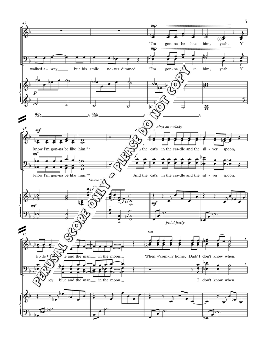 Cat's In The Cradle Cat's In The Cradle 4-Part scores gallery preview page 5