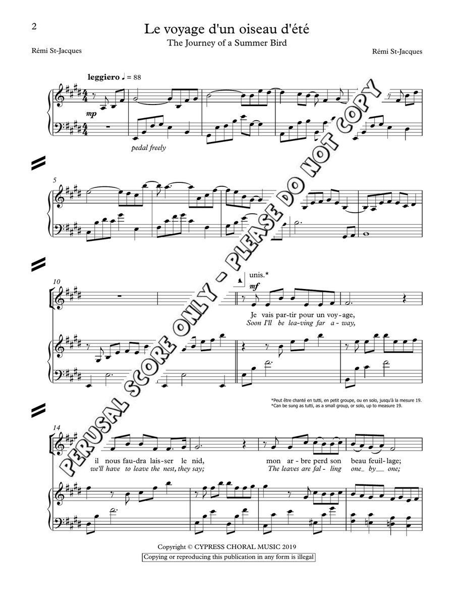 Le Voyage D'un Oiseau D'ete SA scores gallery preview page 2