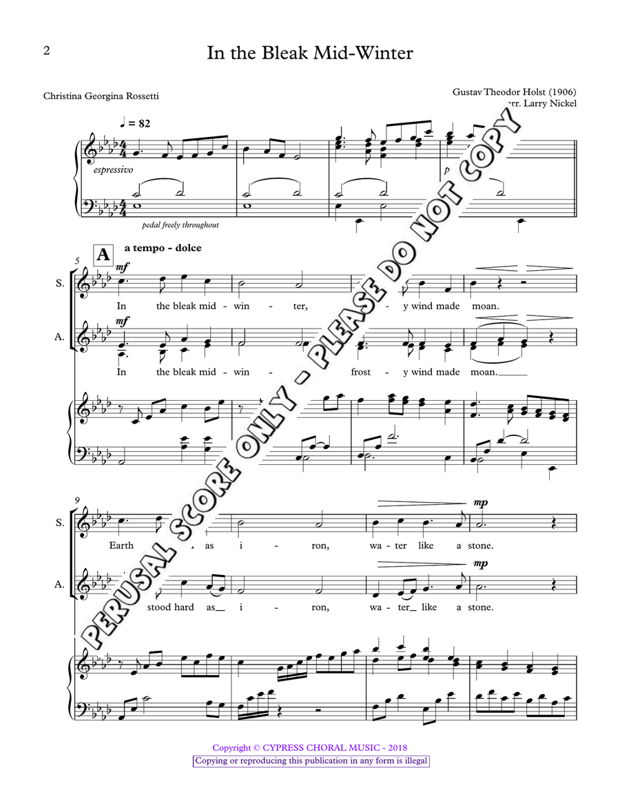 In The Bleak Midwinter In The Bleak Midwinter SSAA scores gallery preview page 2