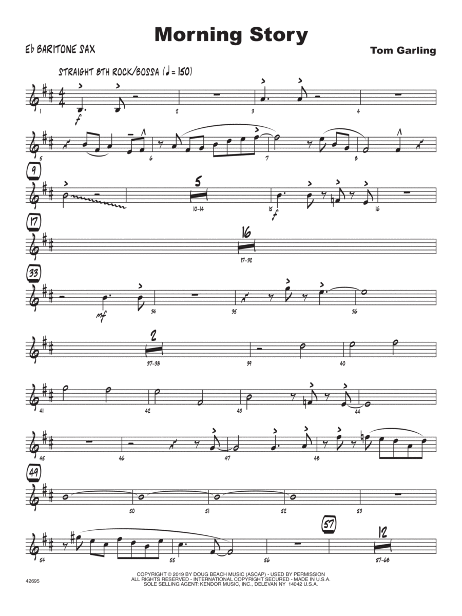 Morning Story - Eb Baritone Saxophone Jazz Ensemble scores gallery preview page 1