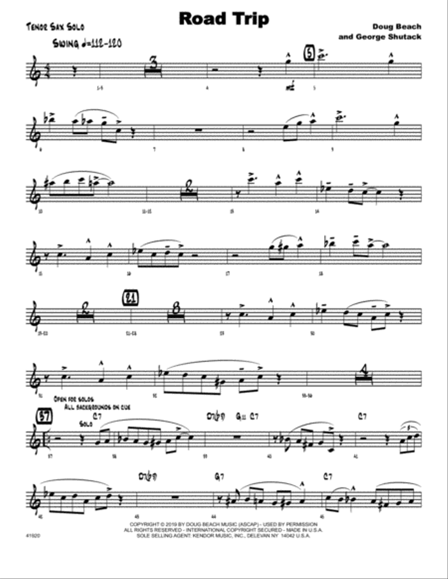 Road Trip - Solo Sheet - Tenor Sax Jazz Ensemble scores gallery preview page 1