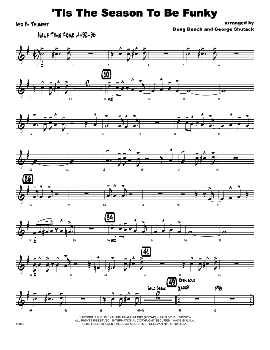 'Tis The Season To Be Funky - 3rd Bb Trumpet Jazz Ensemble scores gallery preview page 1