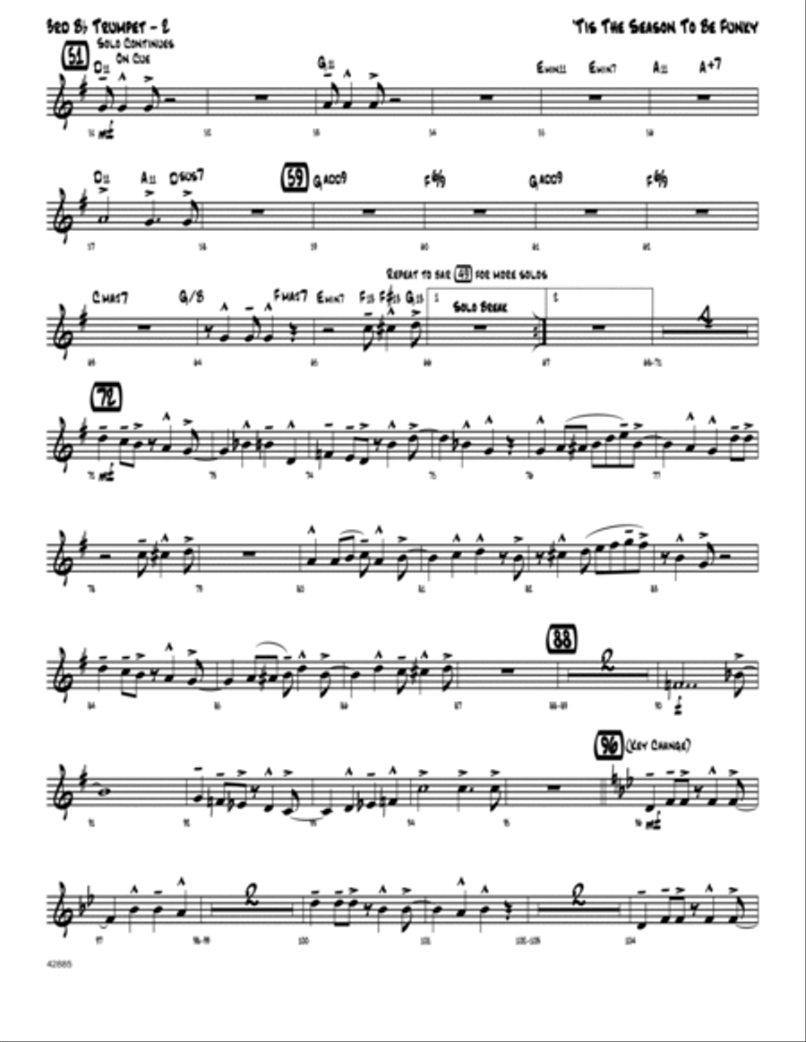 'Tis The Season To Be Funky - 3rd Bb Trumpet Jazz Ensemble scores gallery preview page 2