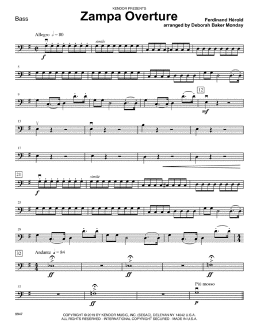 Zampa Overture (arr. Deborah Baker Monday) - Bass String Orchestra scores gallery preview page 1