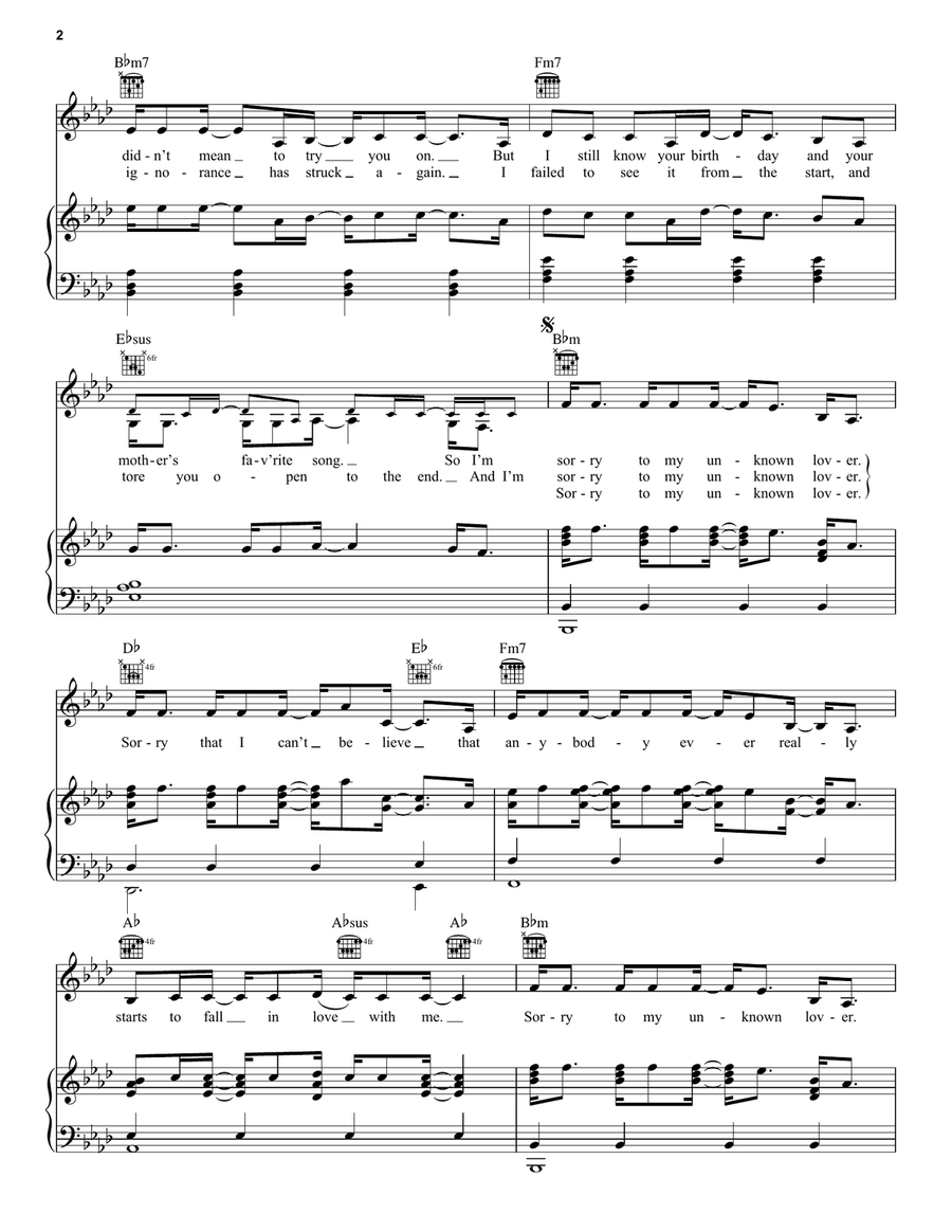 Sorry Sorry Piano, Vocal, Guitar scores gallery preview page 2