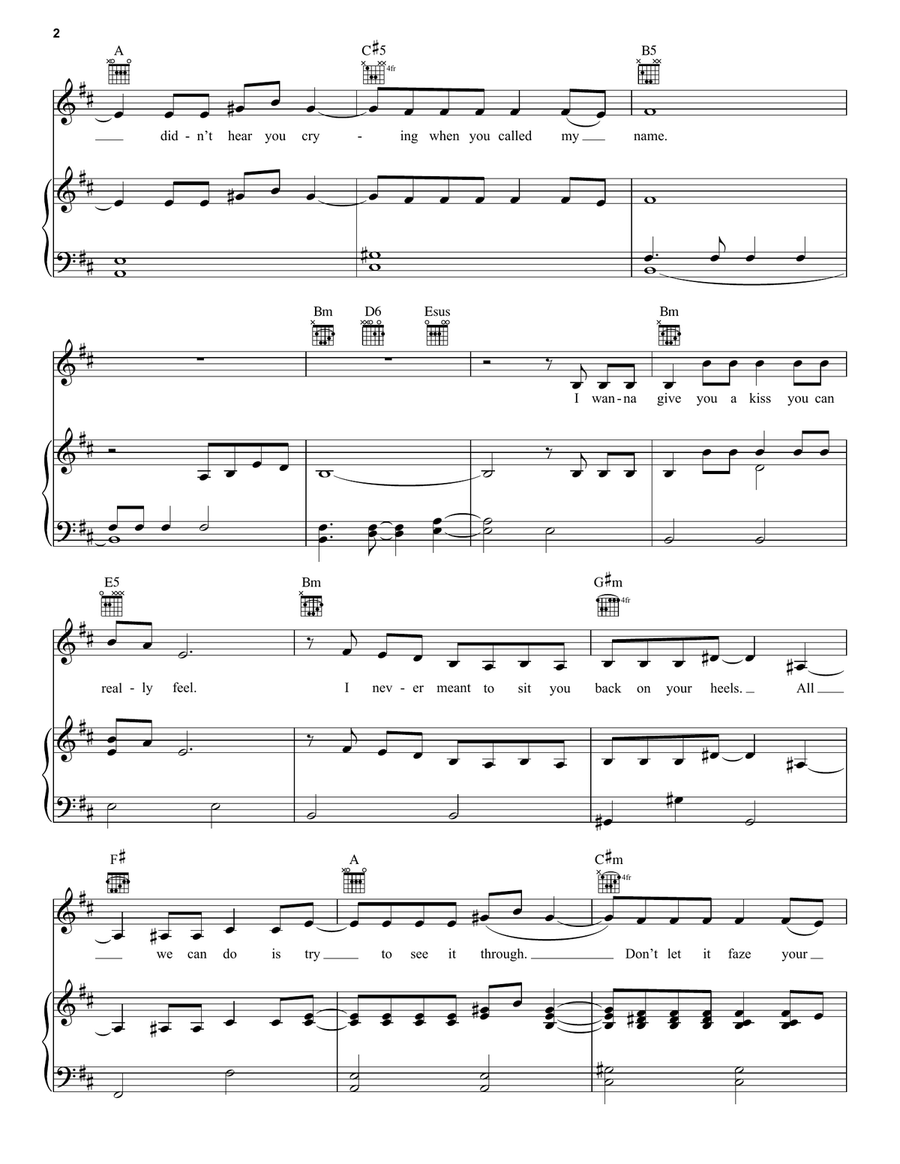 Call My Name Call My Name Piano, Vocal, Guitar scores gallery preview page 2
