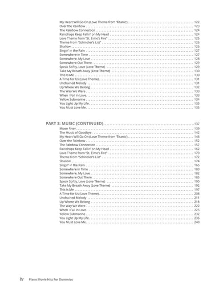 Piano Movie Hits for Dummies Piano, Vocal, Guitar scores gallery preview page 4
