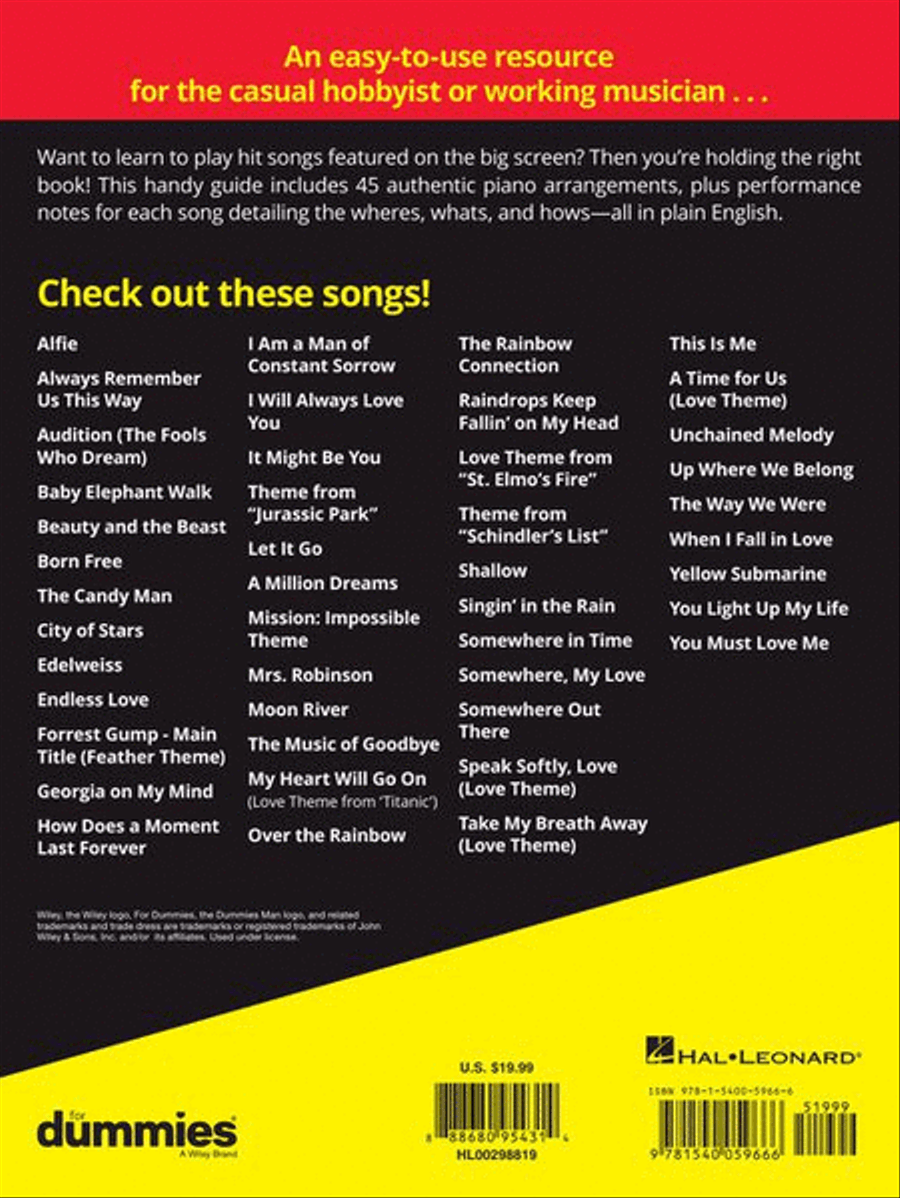 Piano Movie Hits for Dummies Piano, Vocal, Guitar scores gallery preview page 10