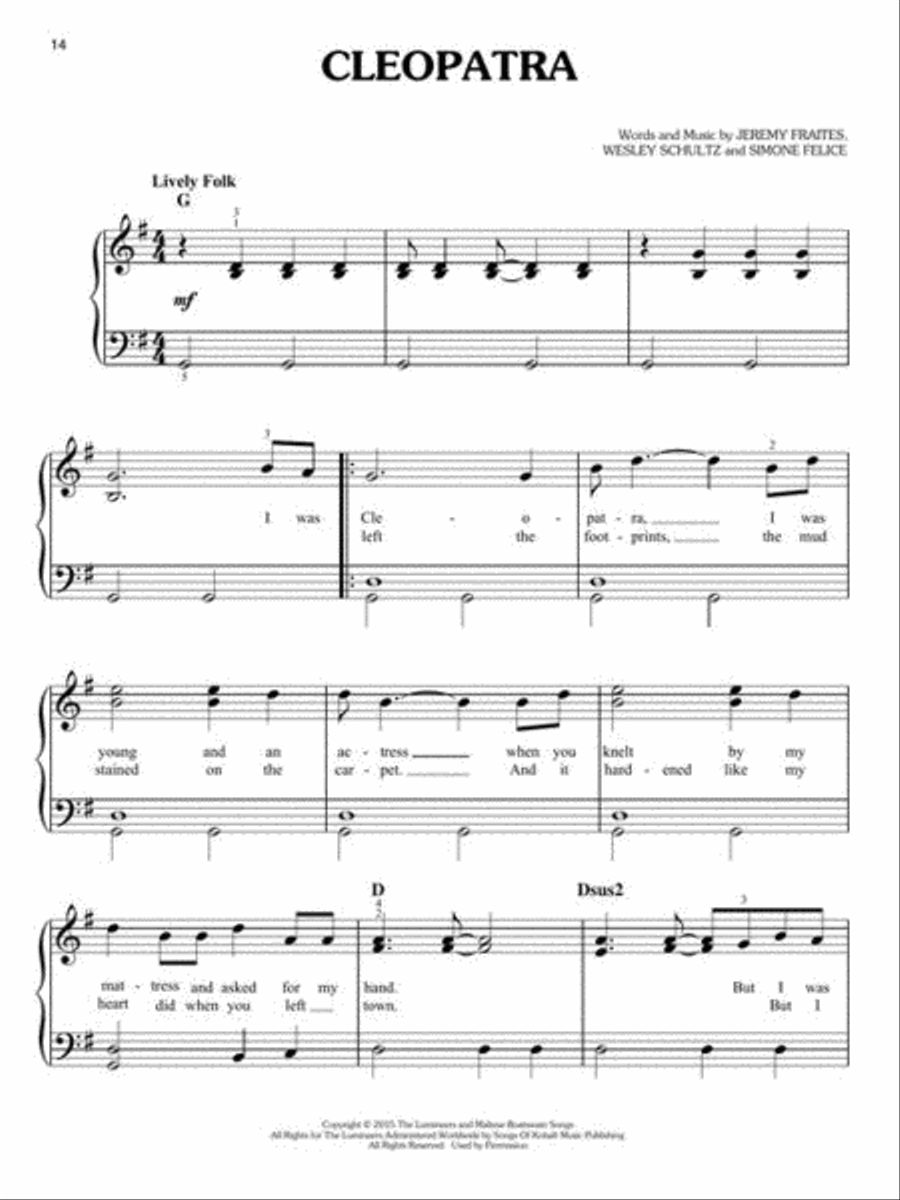 The Lumineers – Easy Piano Collection Easy Piano scores gallery preview page 6