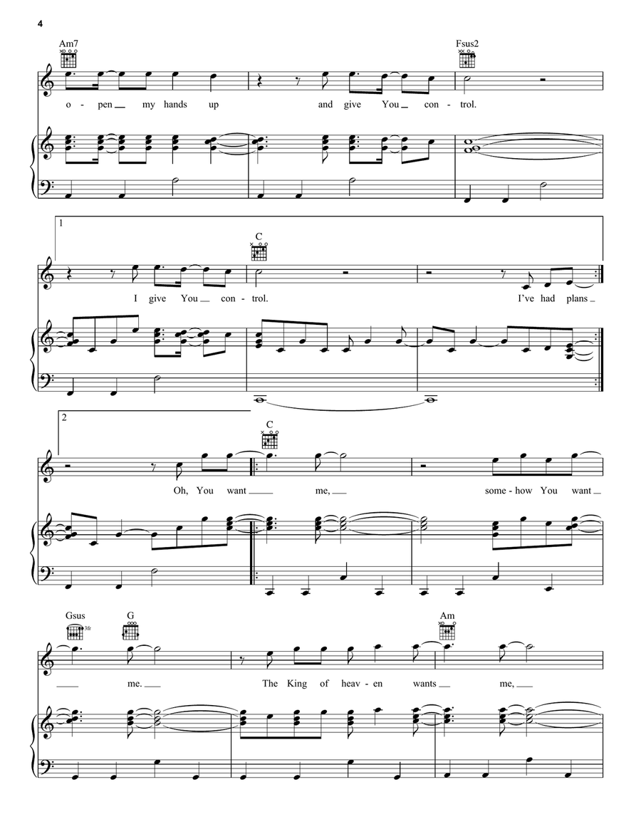 Control (Somehow You Want Me) Piano, Vocal, Guitar scores gallery preview page 4