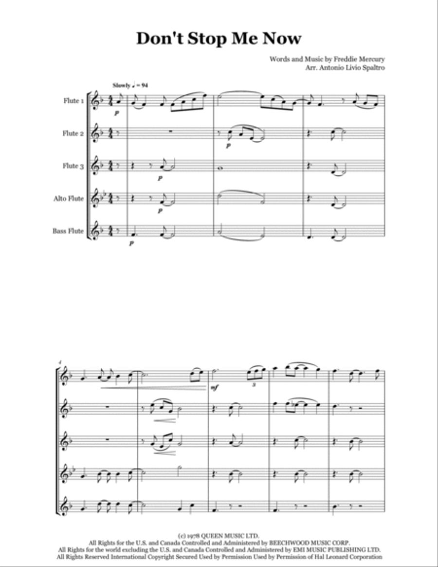 Don't Stop Me Now Woodwind Ensemble scores gallery preview page 2