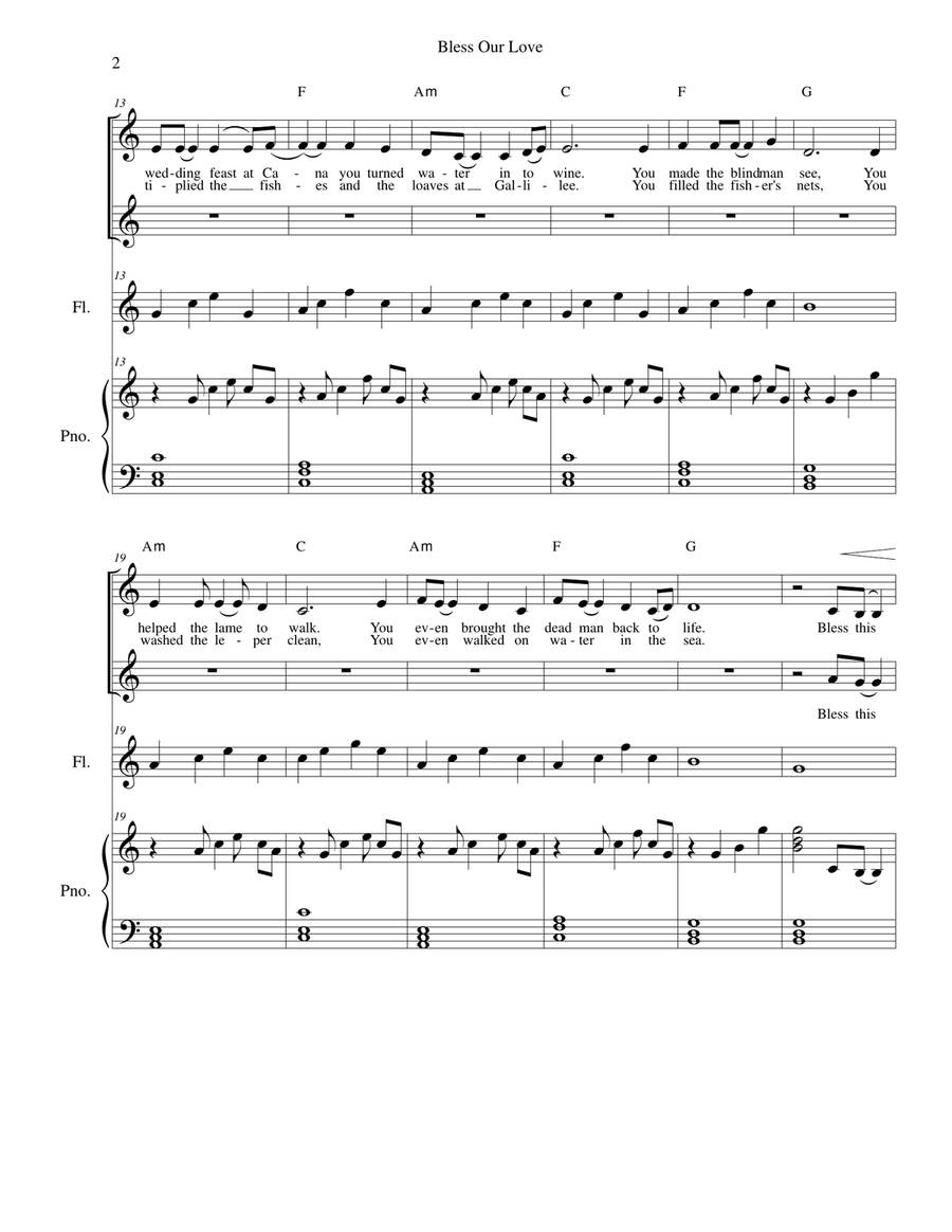 Bless Our Love - wedding - vocal duet and piano with optional instruments Bless Our Love - wedding - vocal duet and piano with optional instruments Small Ensemble scores gallery preview page 2