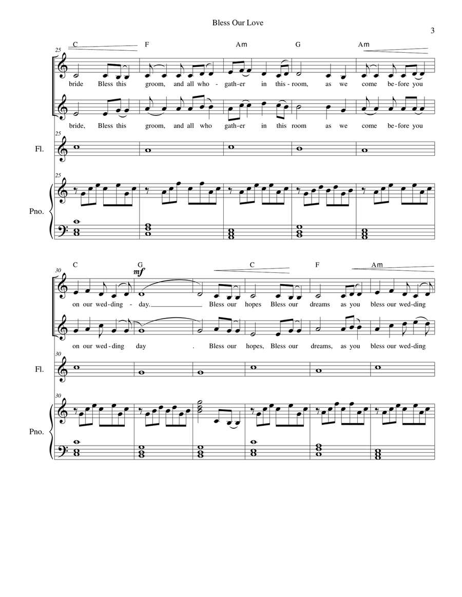 Bless Our Love - wedding - vocal duet and piano with optional instruments Bless Our Love - wedding - vocal duet and piano with optional instruments Small Ensemble scores gallery preview page 3