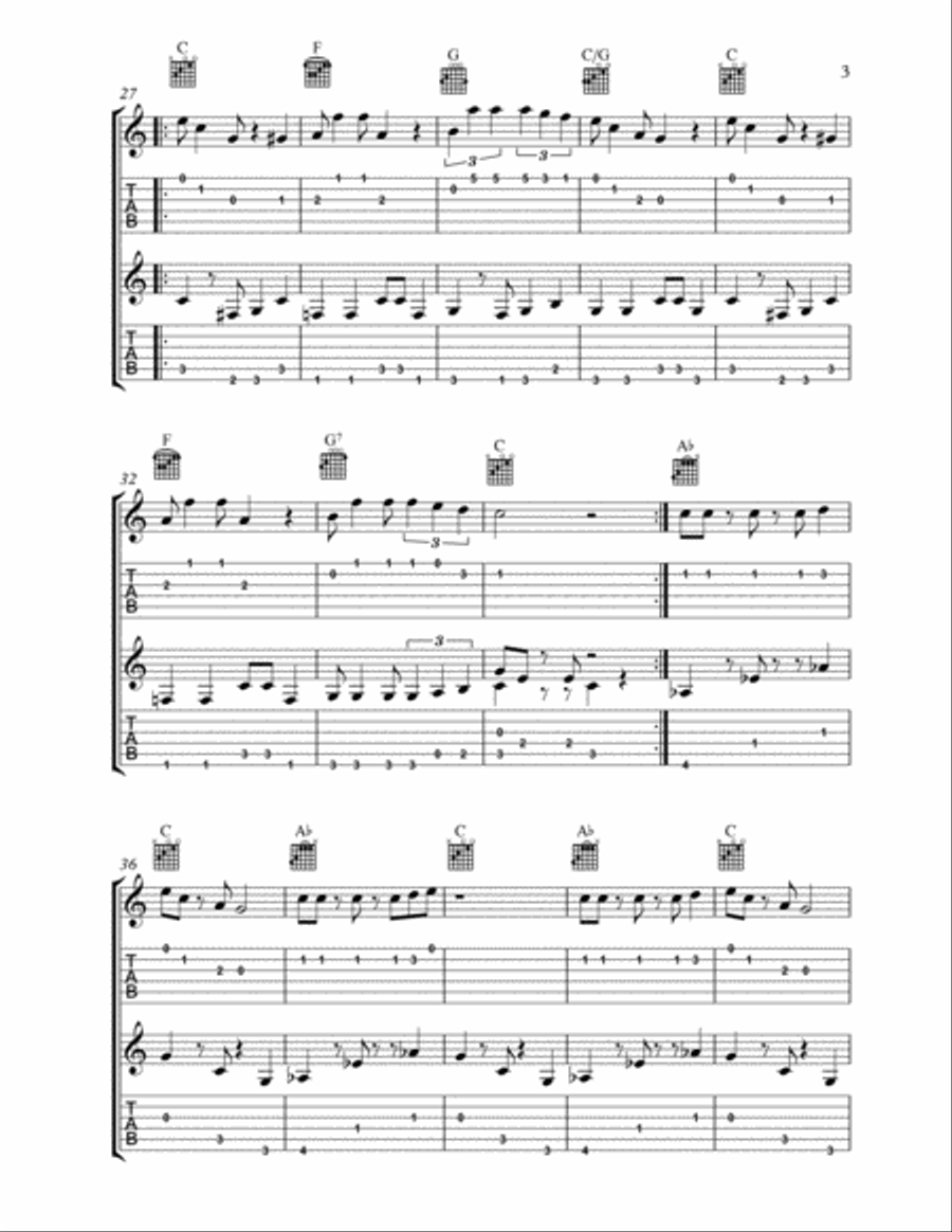 Super Mario Bros. Main Theme Guitar Tablature scores gallery preview page 4