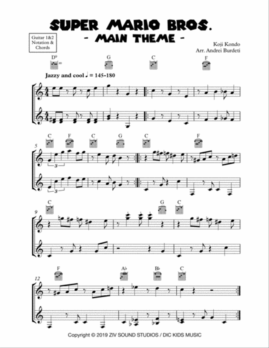 Super Mario Bros. Main Theme Guitar Tablature scores gallery preview page 6