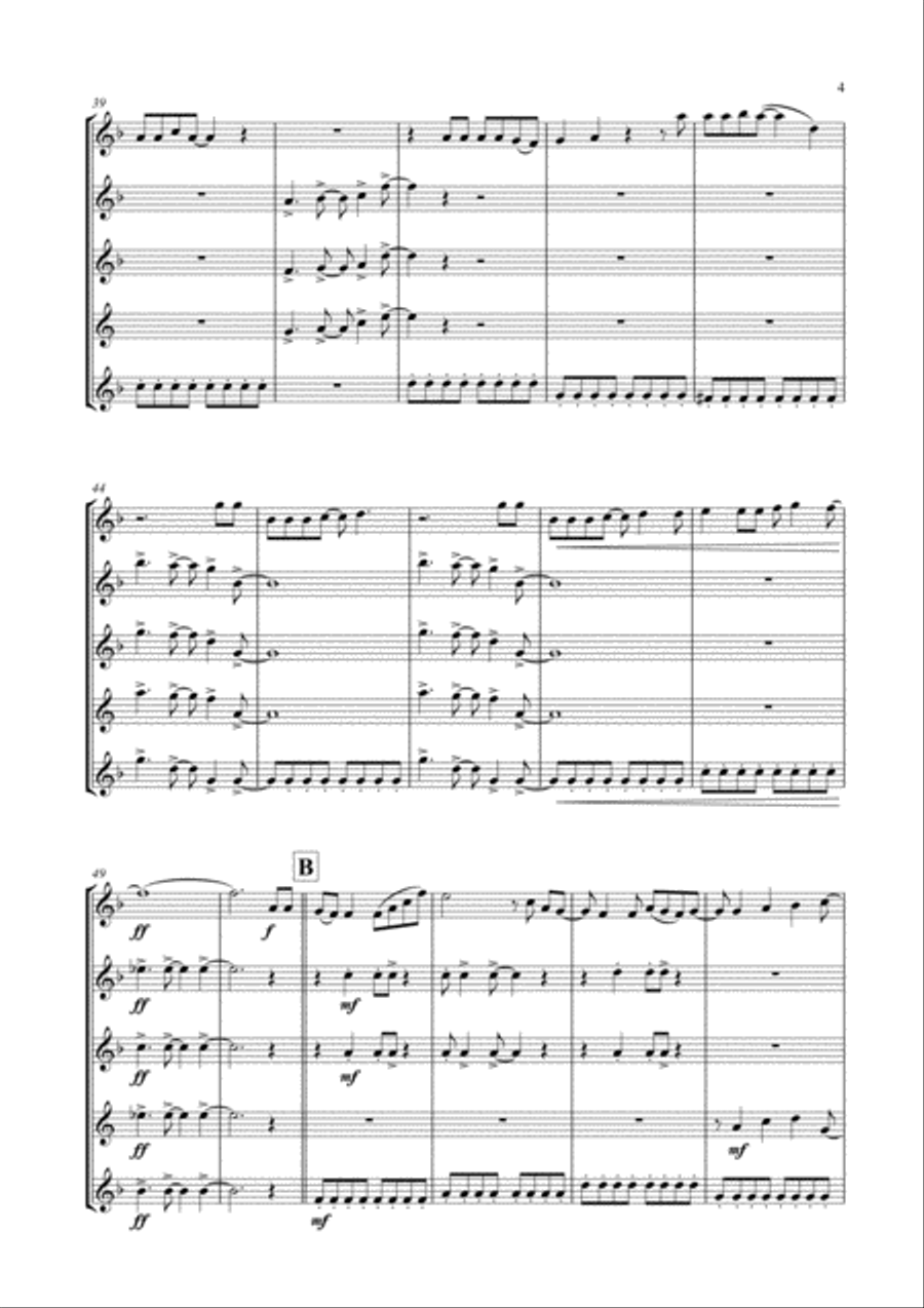 Don't Stop Me Now Woodwind Ensemble scores gallery preview page 5
