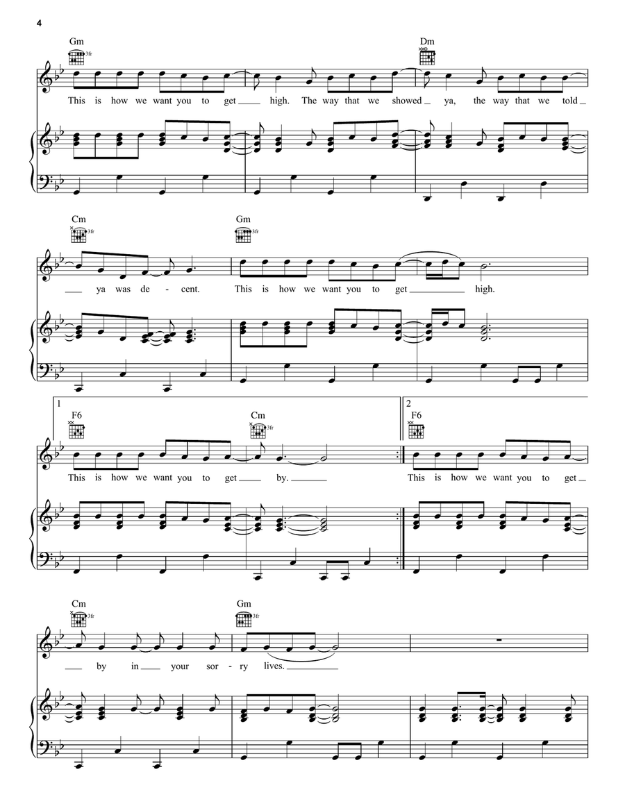 This Is How (We Want You To Get High) Piano, Vocal, Guitar scores gallery preview page 4