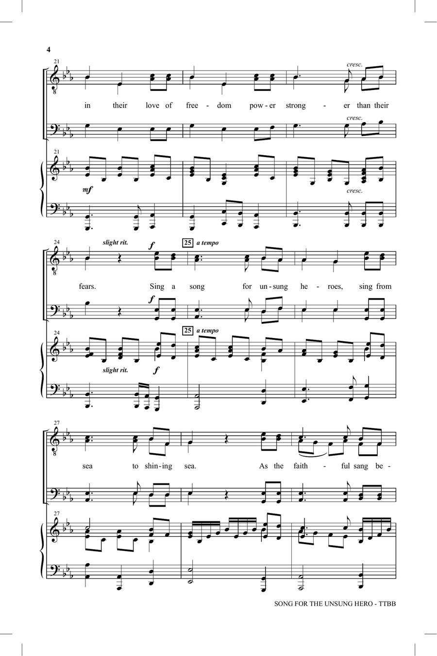 Song For The Unsung Hero Song For The Unsung Hero TTBB scores gallery preview page 3