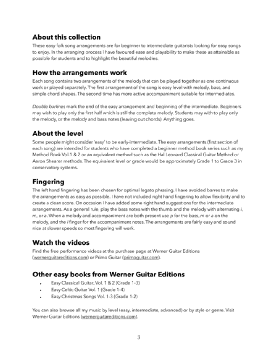 Easy Folk Songs Vol.1 for Solo Fingerstyle or Classical Guitar Acoustic Guitar scores gallery preview page 3
