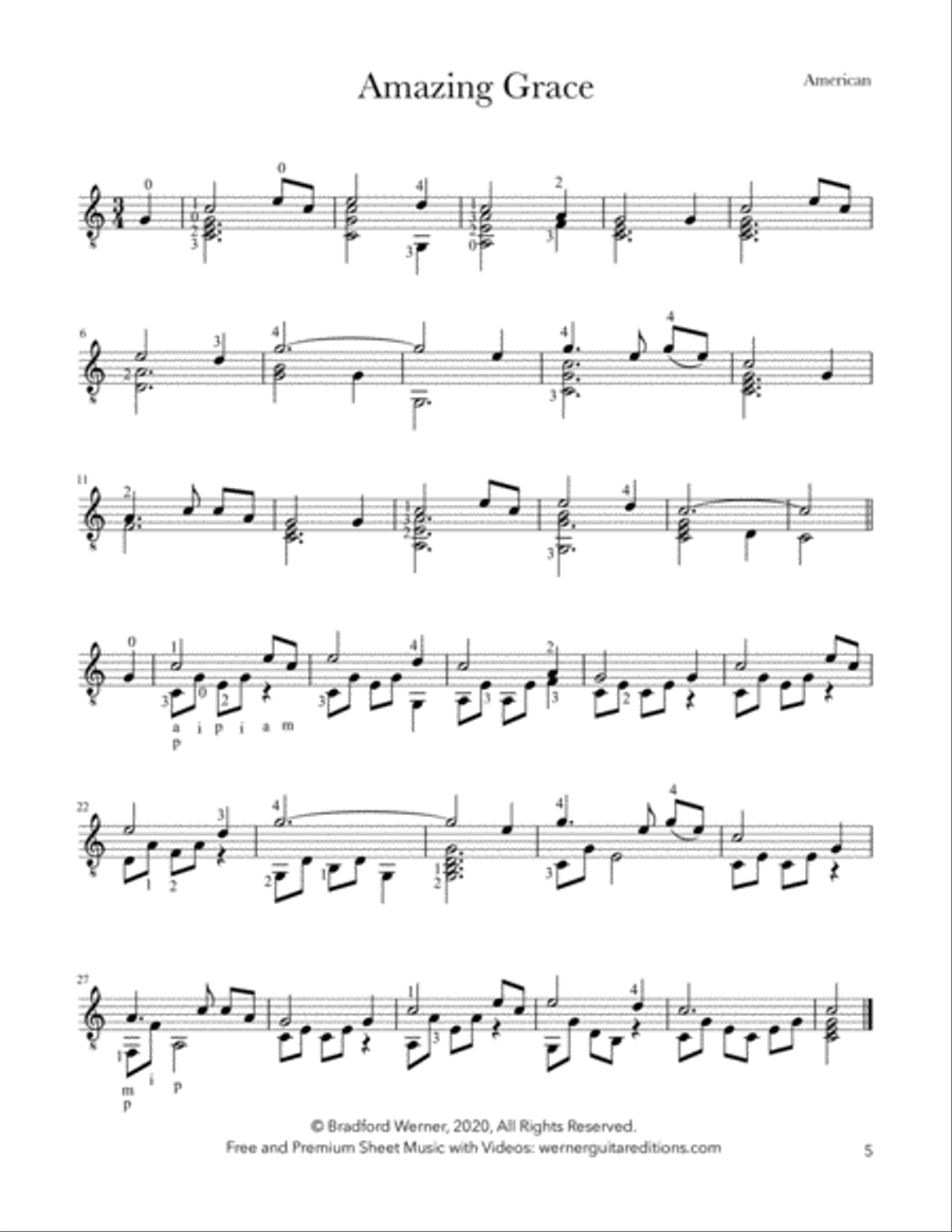 Easy Folk Songs Vol.1 for Solo Fingerstyle or Classical Guitar Acoustic Guitar scores gallery preview page 5