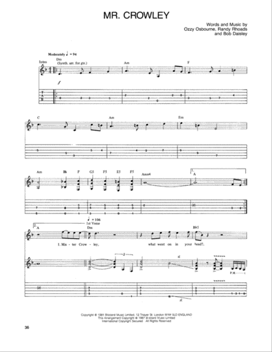 Mr. Crowley Electric Guitar scores gallery preview page 1