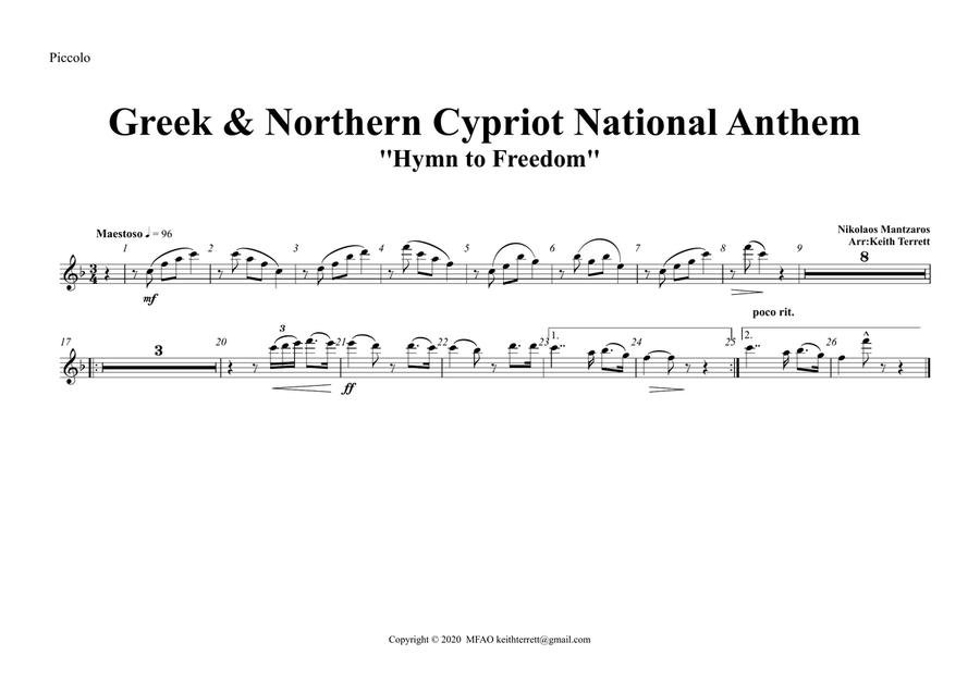 Greek & Cypriot National Anthem ''Imnos Eis Tin Eleftherian'' Orchestre national d'Île-de-France Full Orchestra scores gallery preview page 4
