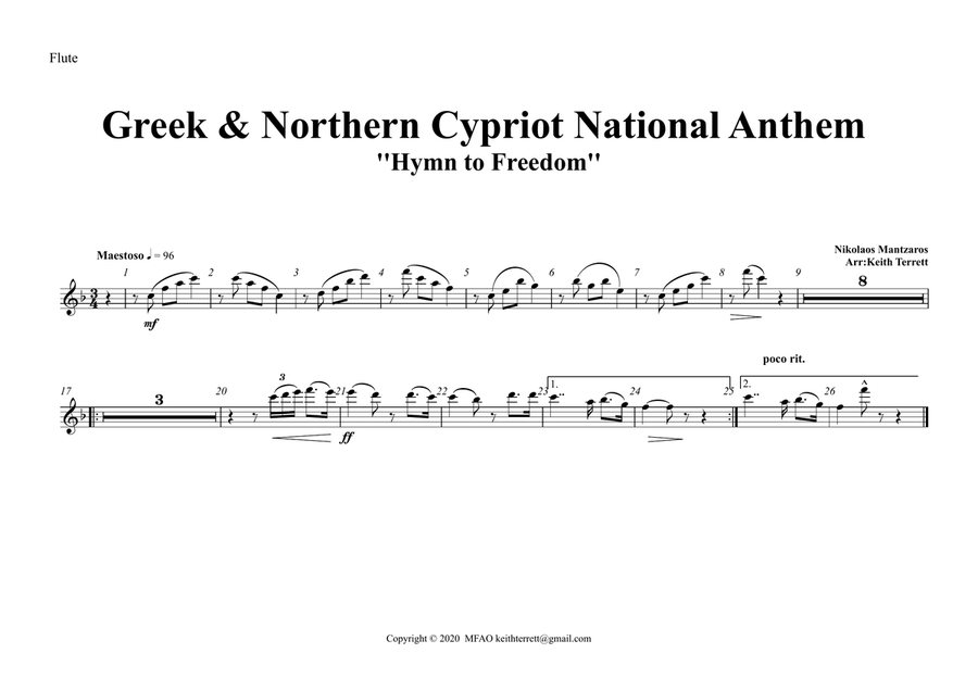 Greek & Cypriot National Anthem ''Imnos Eis Tin Eleftherian'' Orchestre national d'Île-de-France Full Orchestra scores gallery preview page 5