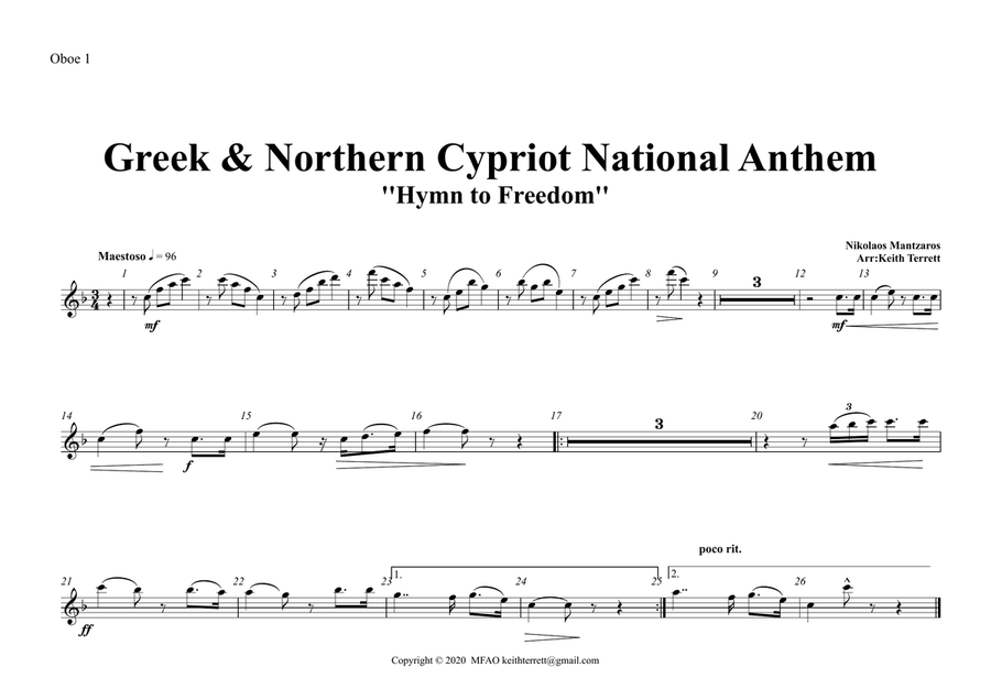 Greek & Cypriot National Anthem ''Imnos Eis Tin Eleftherian'' Orchestre national d'Île-de-France Full Orchestra scores gallery preview page 6