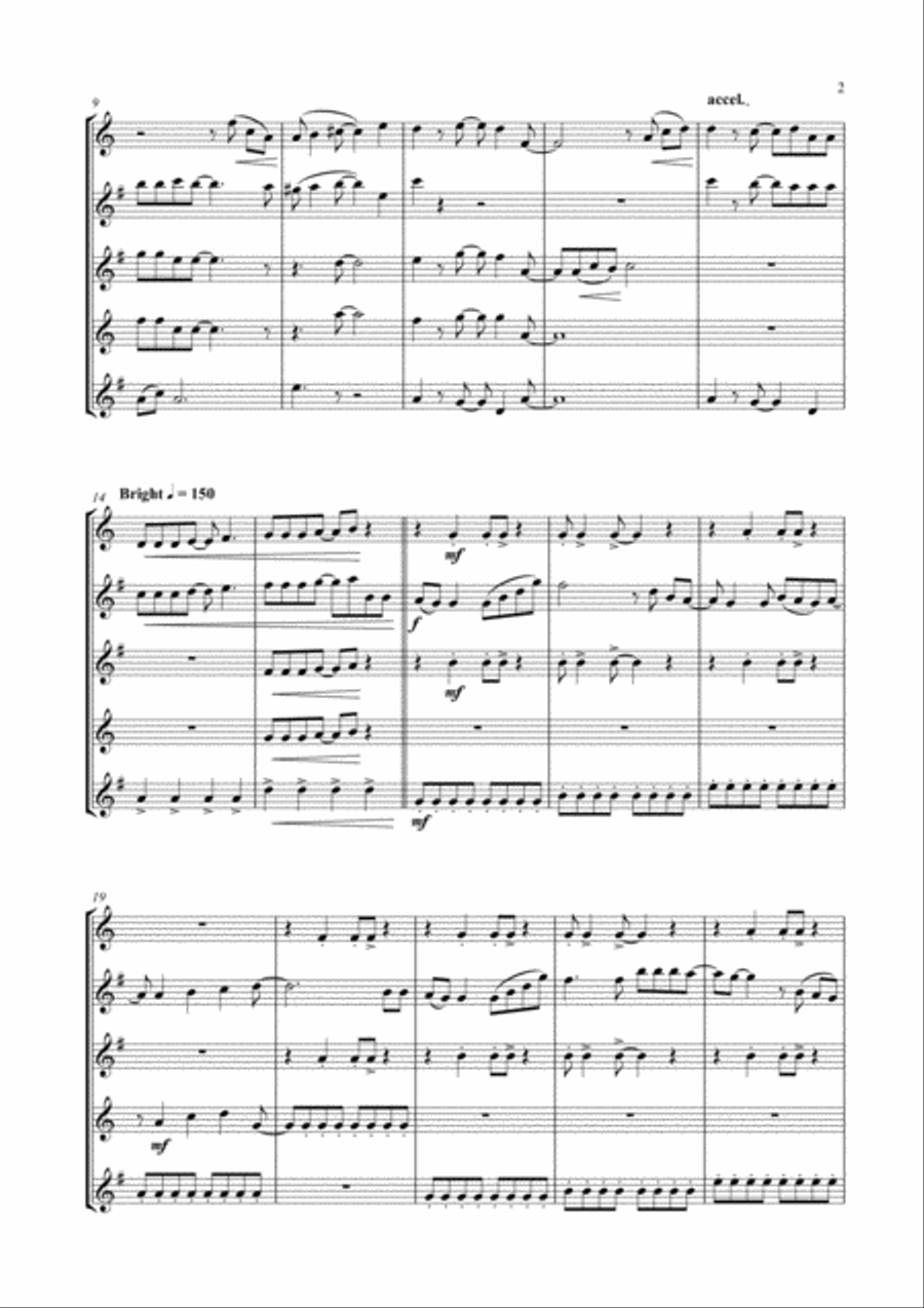 Don't Stop Me Now Saxophone Quintet scores gallery preview page 3