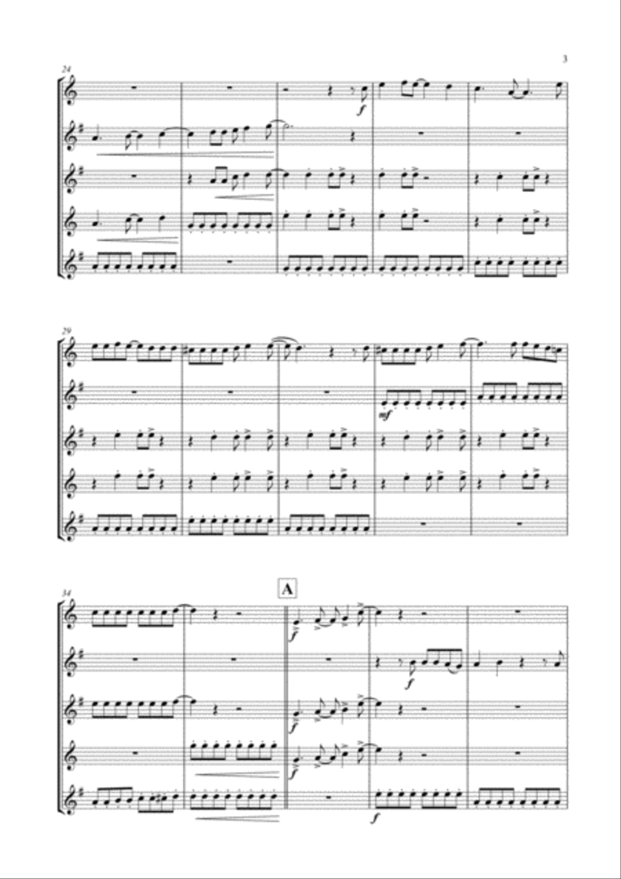 Don't Stop Me Now Saxophone Quintet scores gallery preview page 4