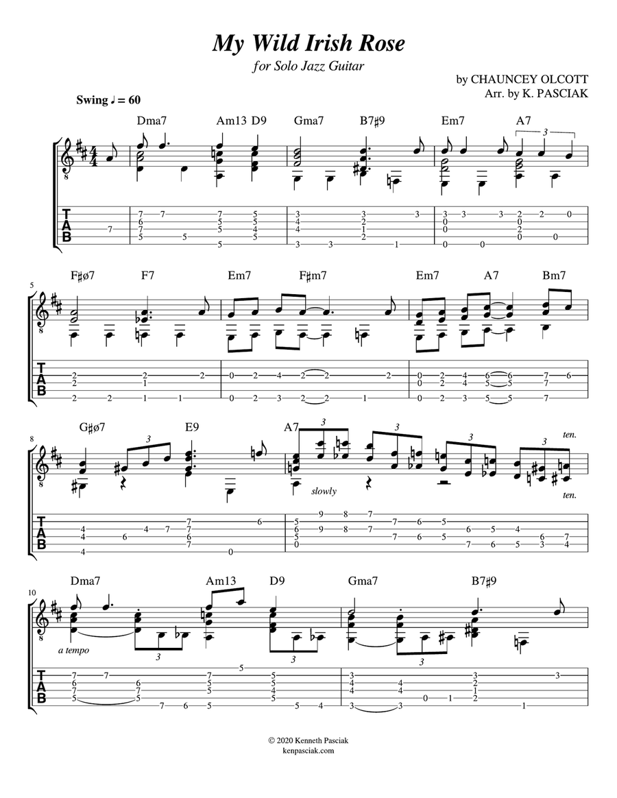 My Wild Irish Rose (for Jazz Guitar) Acoustic Guitar scores gallery preview page 3