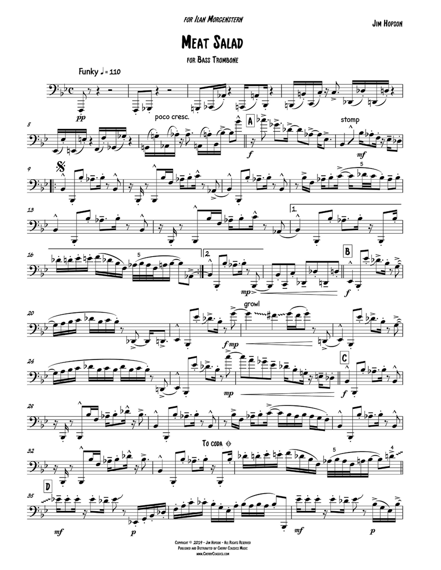 Meat Salad for Solo Bass Trombone Bass Trombone scores gallery preview page 2