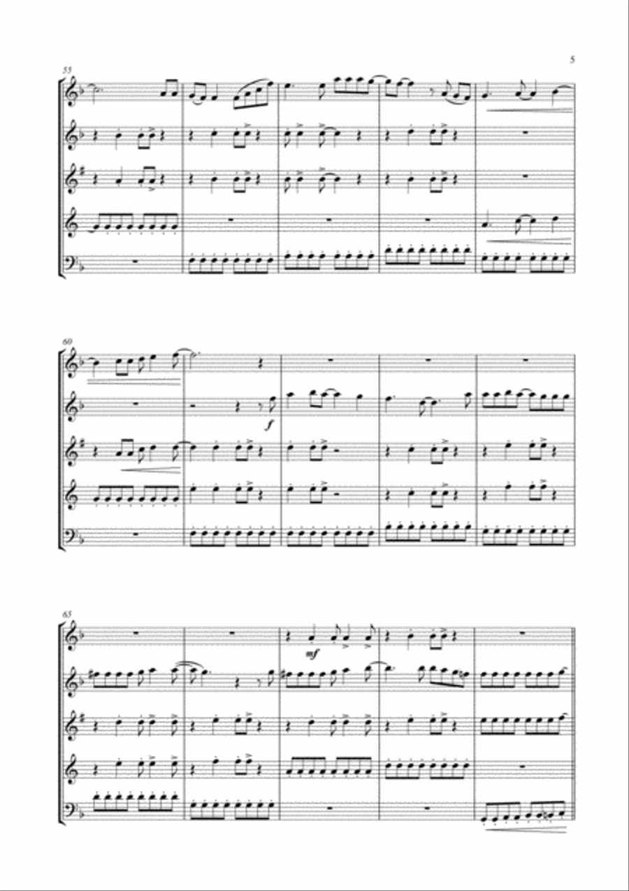 Don't Stop Me Now Woodwind Quintet scores gallery preview page 6