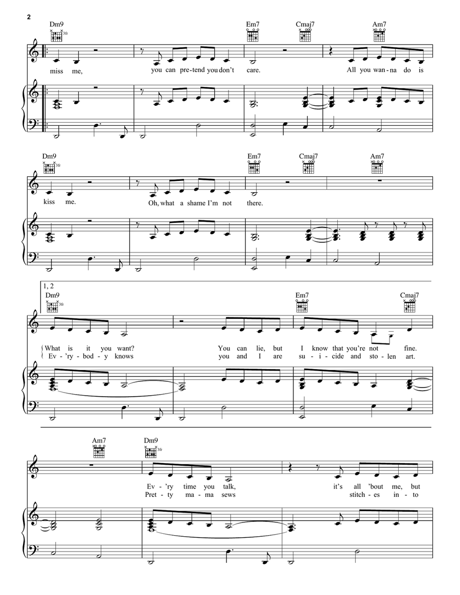 Bitches Broken Hearts Bitches Broken Hearts Piano, Vocal, Guitar scores gallery preview page 2