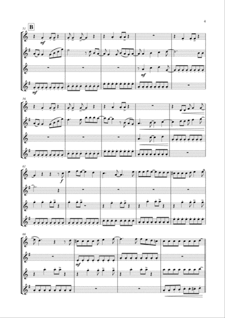 Don't Stop Me Now Woodwind Quartet scores gallery preview page 5